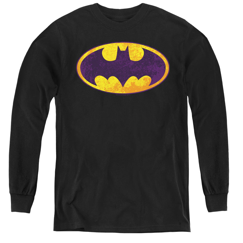 Batman Comics Bm Neon Distress Logo Youth Long-Sleeve T-Shirt
