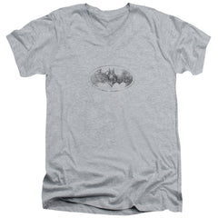 Batman Comics Burned & Splattered Men's 30/1 Cotton Slim V-Neck T-Shirt