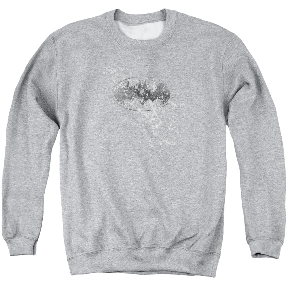 Batman Comics Burned & Splattered Men's Crewneck 50 50 Poly Long-Sleeve T-Shirt