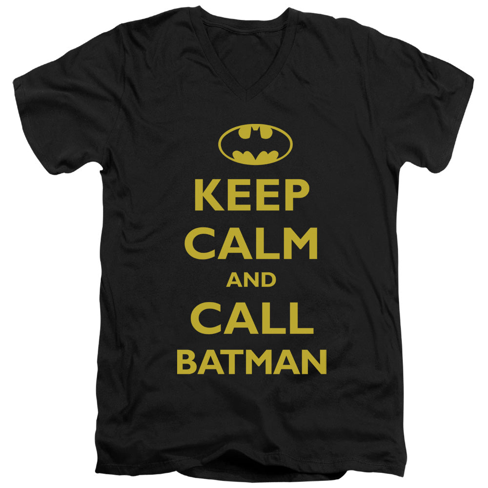 Batman Comics Call Batman Men's 30/1 Cotton Slim V-Neck T-Shirt