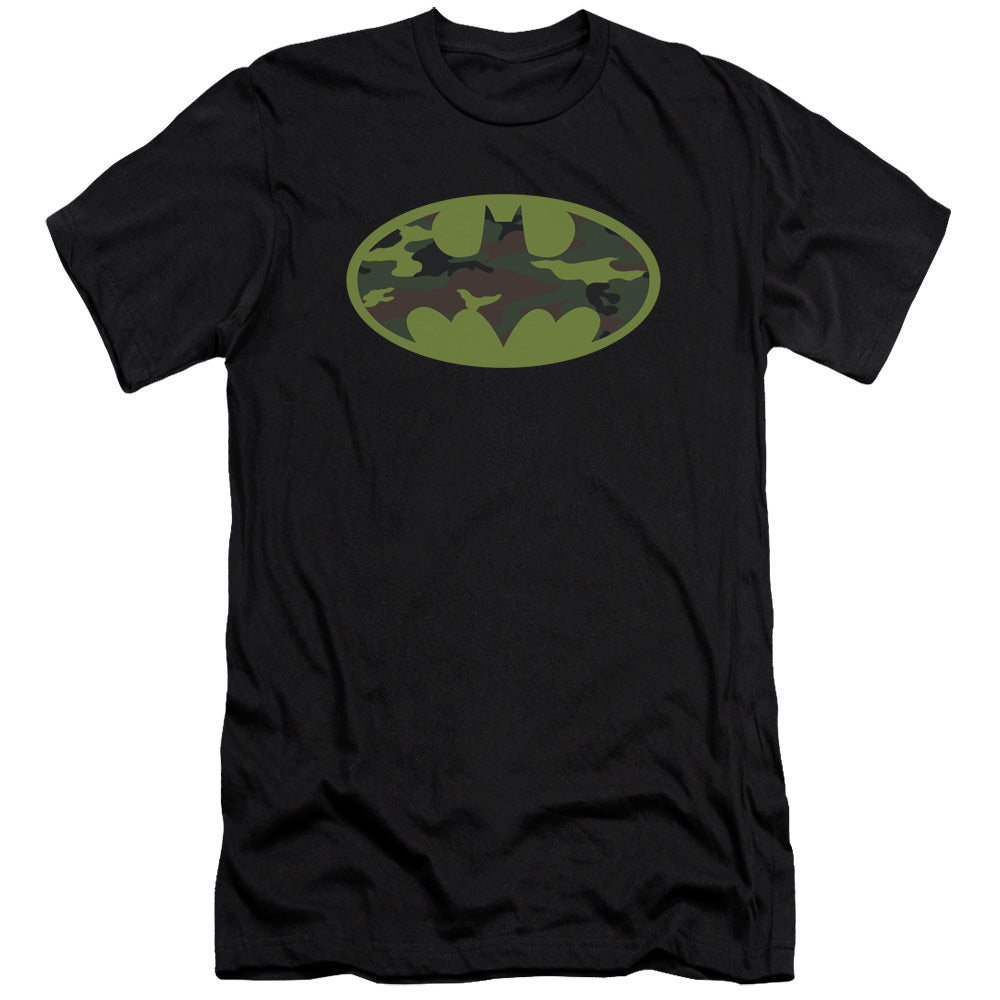 Batman Comics Camo Logo Men's Ultra-Soft 30/1 Cotton Slim Short-Sleeve T-Shirt