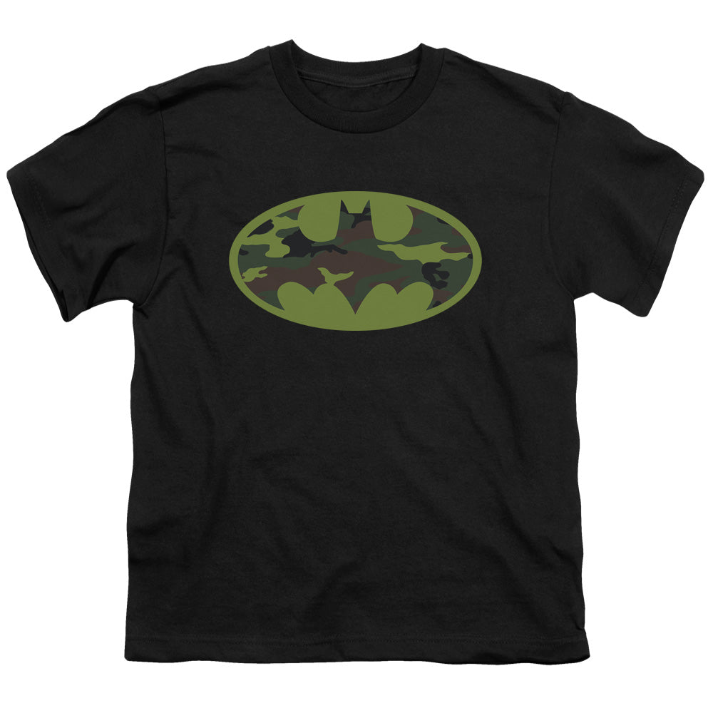 Batman Comics Camo Logo Youth 18/1 100% Cotton Short-Sleeve T-Shirt