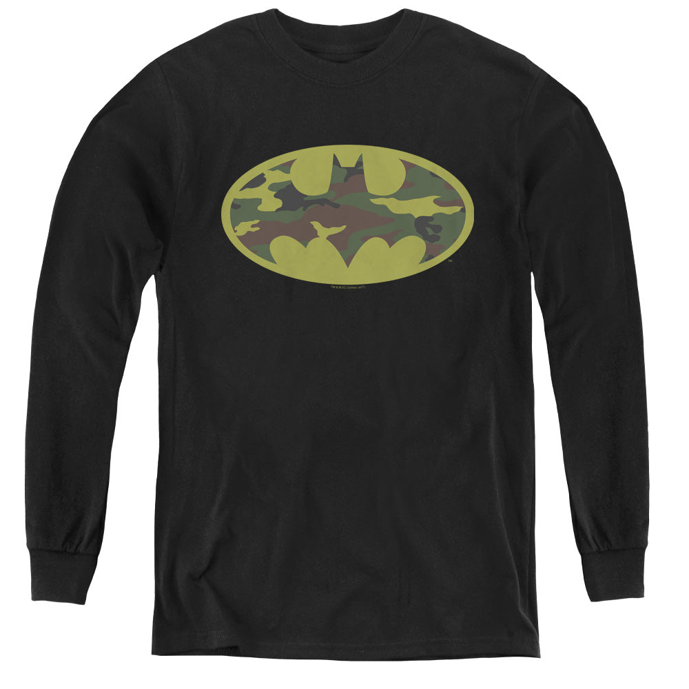 Batman Comics Camo Logo Youth Long-Sleeve T-Shirt