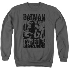 Batman Comics Caped Crusader Men's Crewneck 50 50 Poly Long-Sleeve T-Shirt