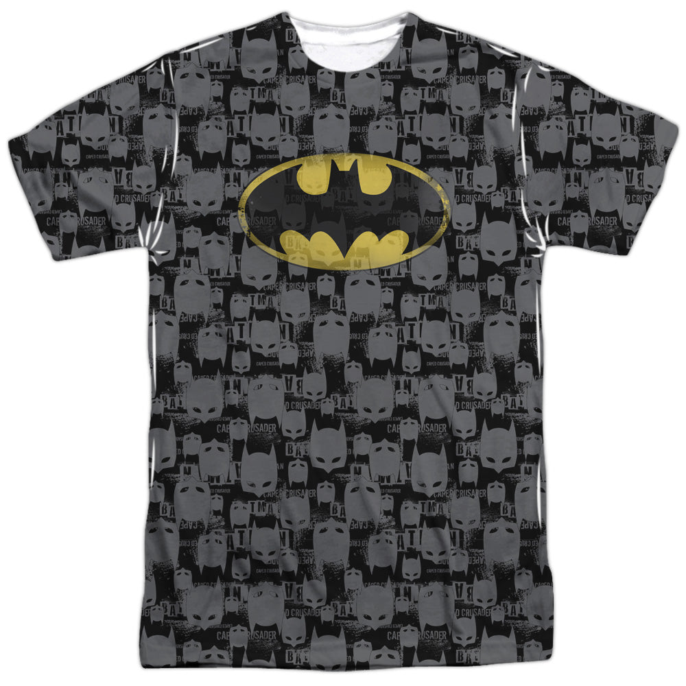 Batman Comics Caped Crusader Repeat Men's Regular Fit Polyester Short-Sleeve T-Shirt
