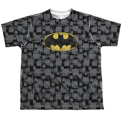 Batman Comics Caped Crusader Repeat Youth Regular Fit Poly Short-Sleeve T-Shirt