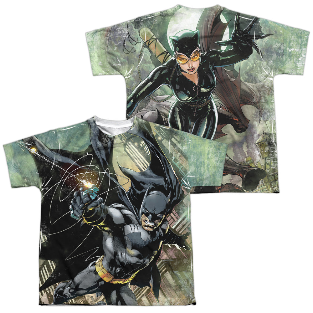 Batman Comics Catch (Front/Back Print) Youth Regular Fit Poly Short-Sleeve T-Shirt
