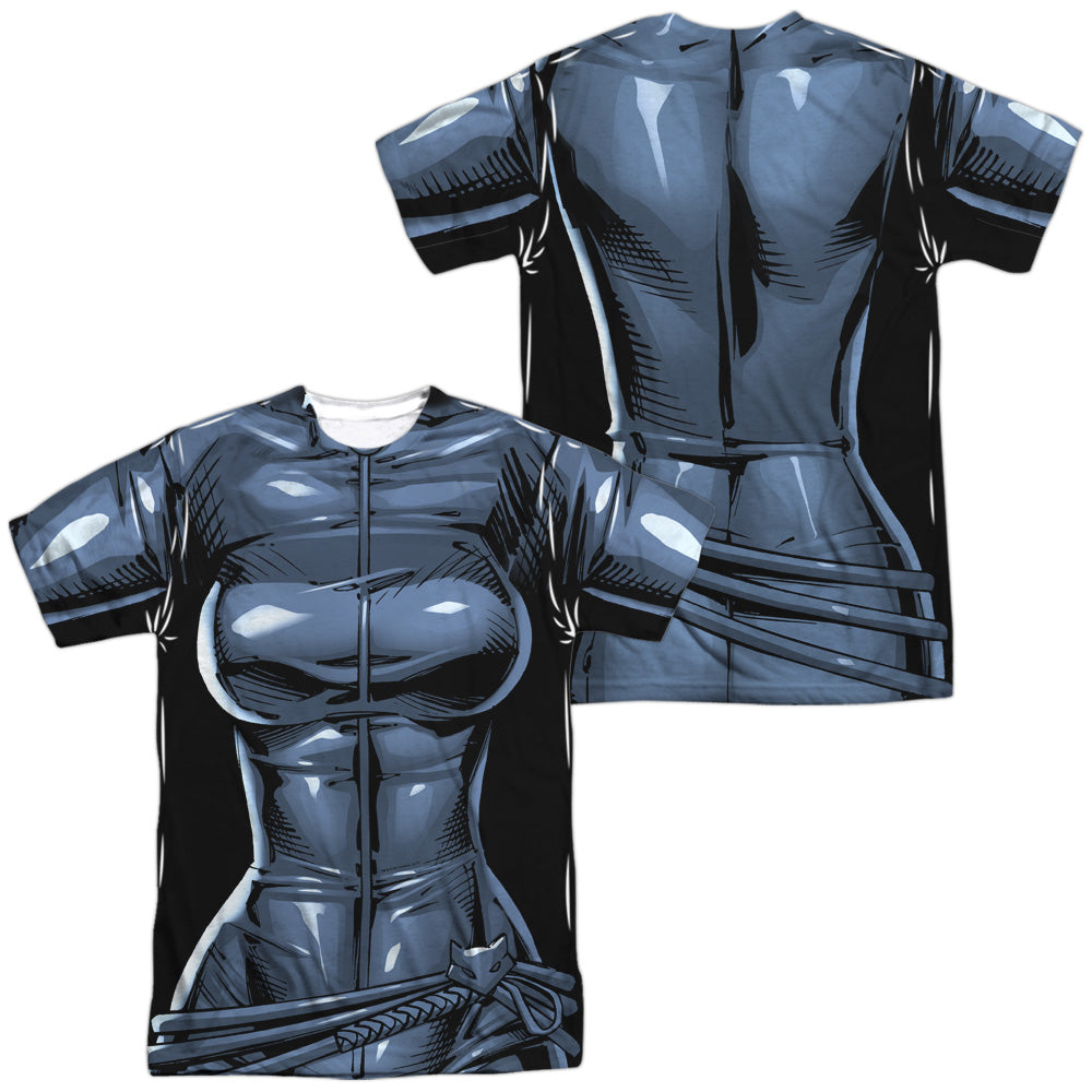 Batman Comics Catwoman Uniform (Front/Back Print) Men's Regular Fit Polyester Short-Sleeve T-Shirt