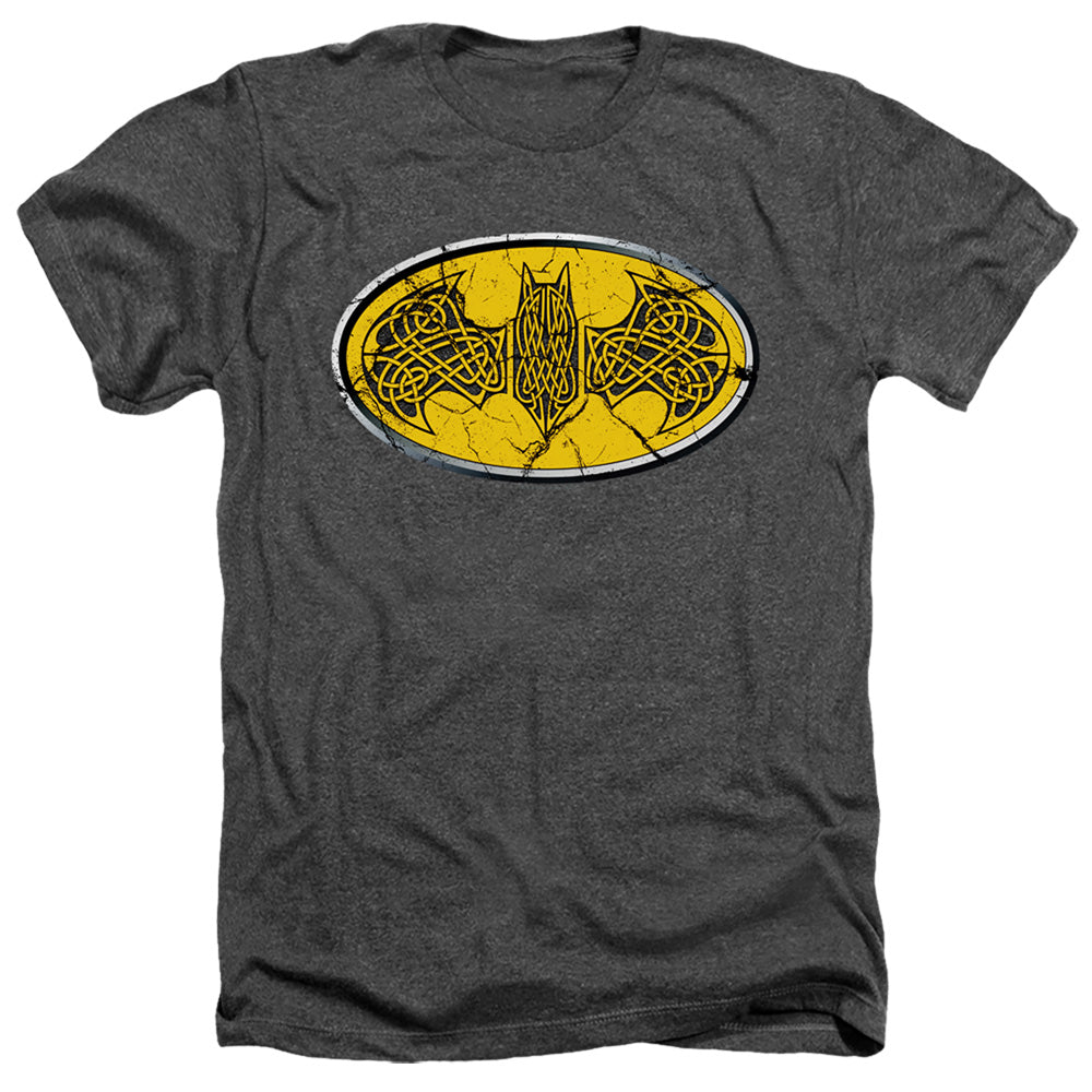 Batman Comics Celtic Shield Men's 30/1 Heather 60 40 Poly Short-Sleeve T-Shirt
