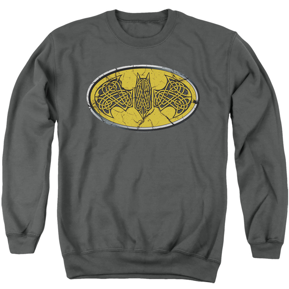 Batman Comics Celtic Shield Men's Crewneck 50 50 Poly Long-Sleeve T-Shirt