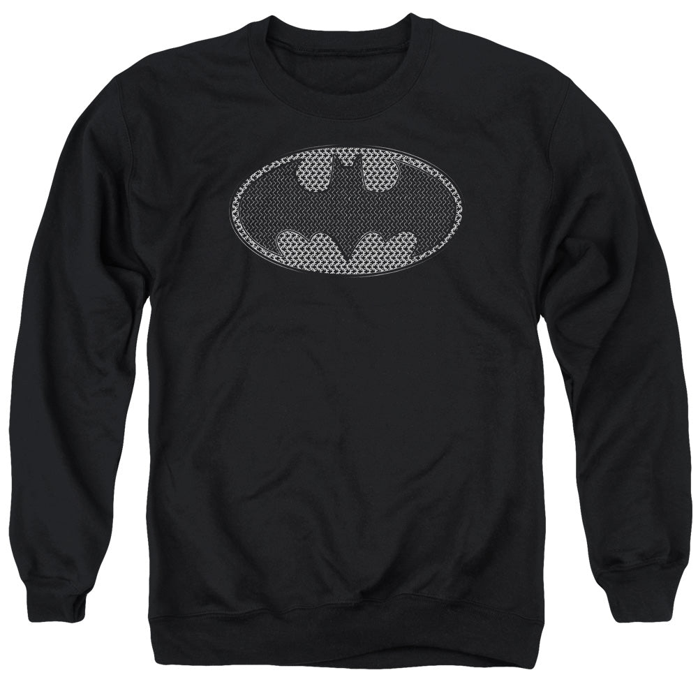Batman Comics Chainmail Shield Men's Crewneck 50 50 Poly Long-Sleeve T-Shirt