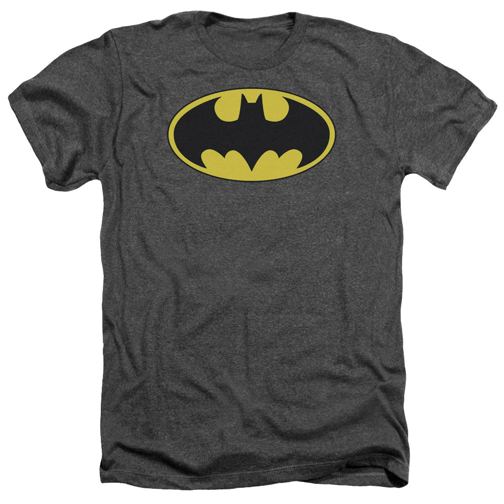 Batman Comics Classic Bat Logo Men's 30/1 Heather 60 40 Poly Short-Sleeve T-Shirt