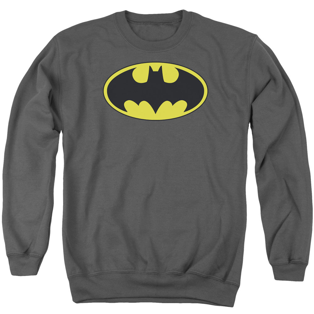 Batman Comics Classic Bat Logo Men's Crewneck 50 50 Poly Long-Sleeve T-Shirt