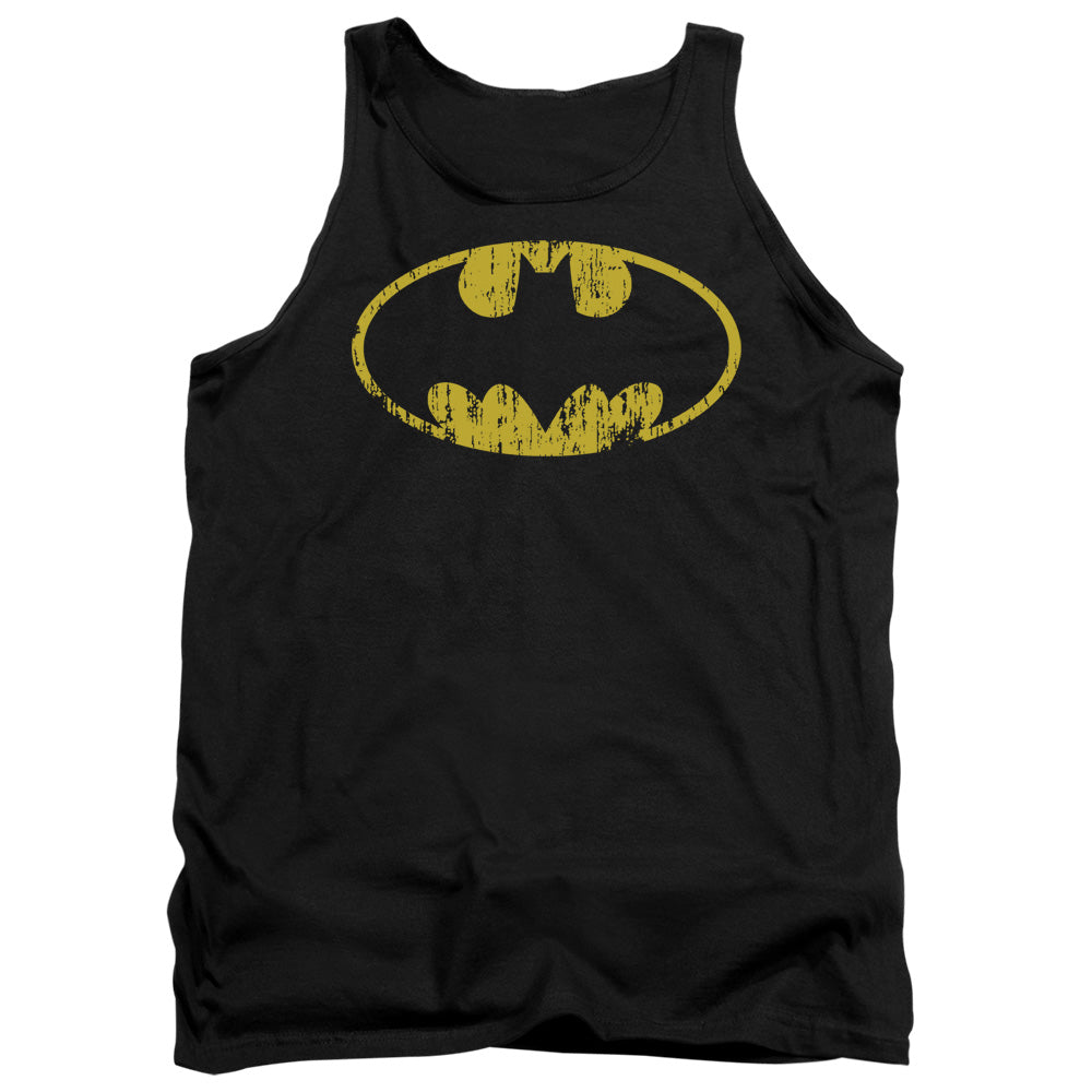 Batman Comics Classic Logo Distressed Men's 18/1 Cotton Tank Top