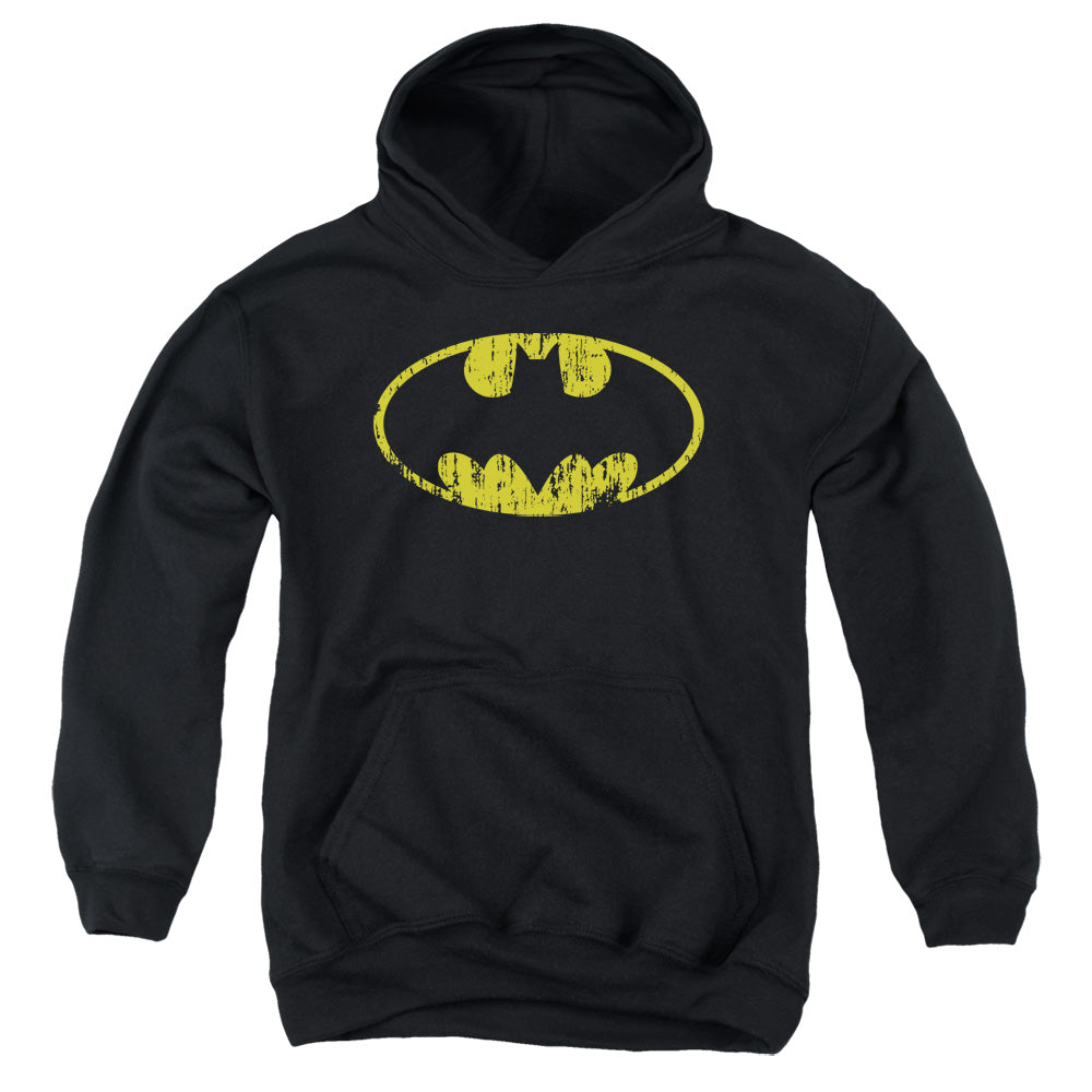 Batman Comics Classic Logo Distressed Youth Cotton Poly Pull-Over Hoodie