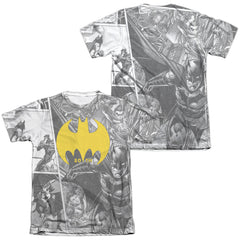 Batman Comics Collage (Front/Back Print) Men's Regular Fit Poly Cotton Short-Sleeve T-Shirt