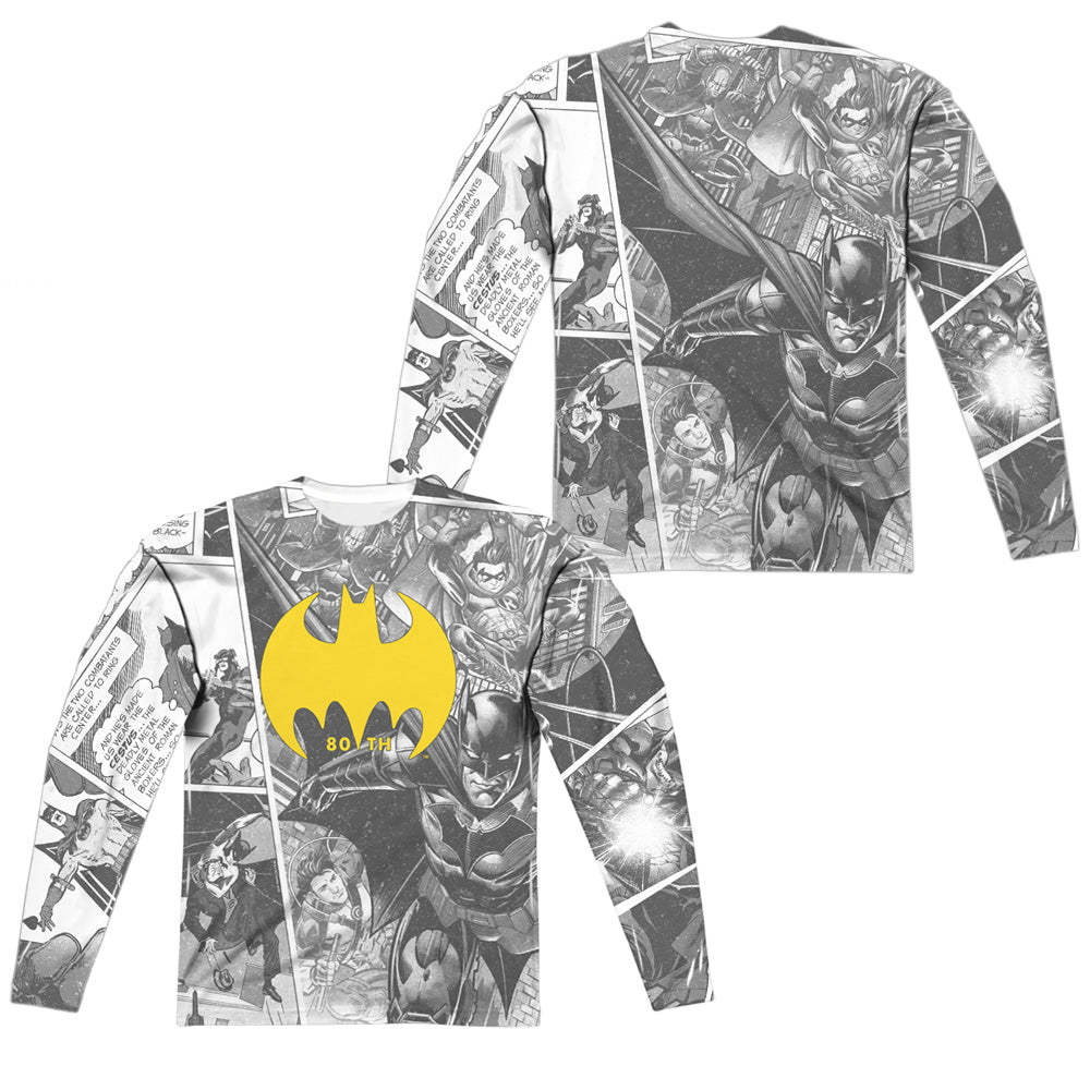 Batman Comics Collage (Front/Back Print) Men's Regular Fit Polyester Long-Sleeve T-Shirt