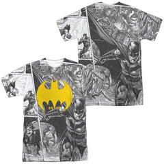 Batman Comics Collage (Front/Back Print) Men's Regular Fit Polyester Short-Sleeve T-Shirt