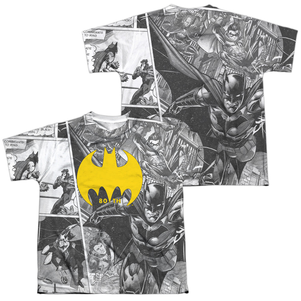 Batman Comics Collage (Front/Back Print) Youth Regular Fit Poly Short-Sleeve T-Shirt