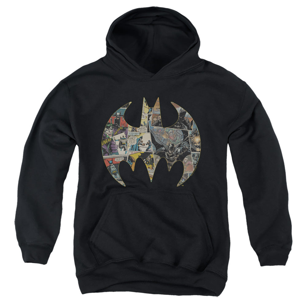 Batman Comics Collage Shield Youth Cotton Poly Pull-Over Hoodie