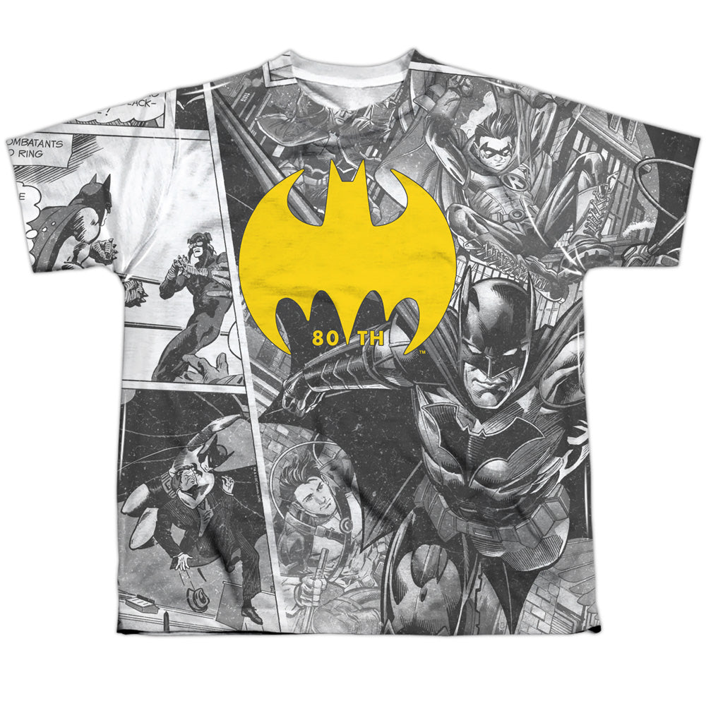 Batman Comics Collage Youth Regular Fit Poly Short-Sleeve T-Shirt