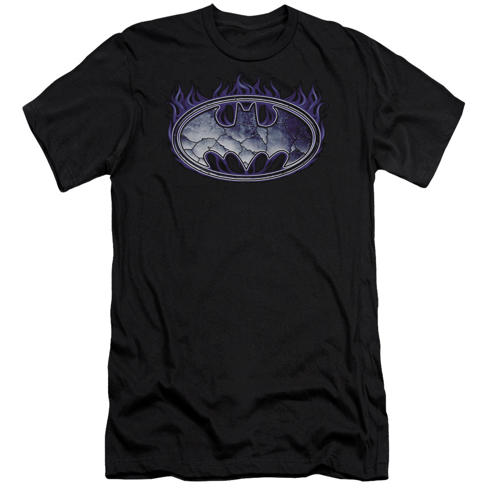 Batman Comics Cracked Shield Men's Ultra-Soft 30/1 Cotton Slim Short-Sleeve T-Shirt