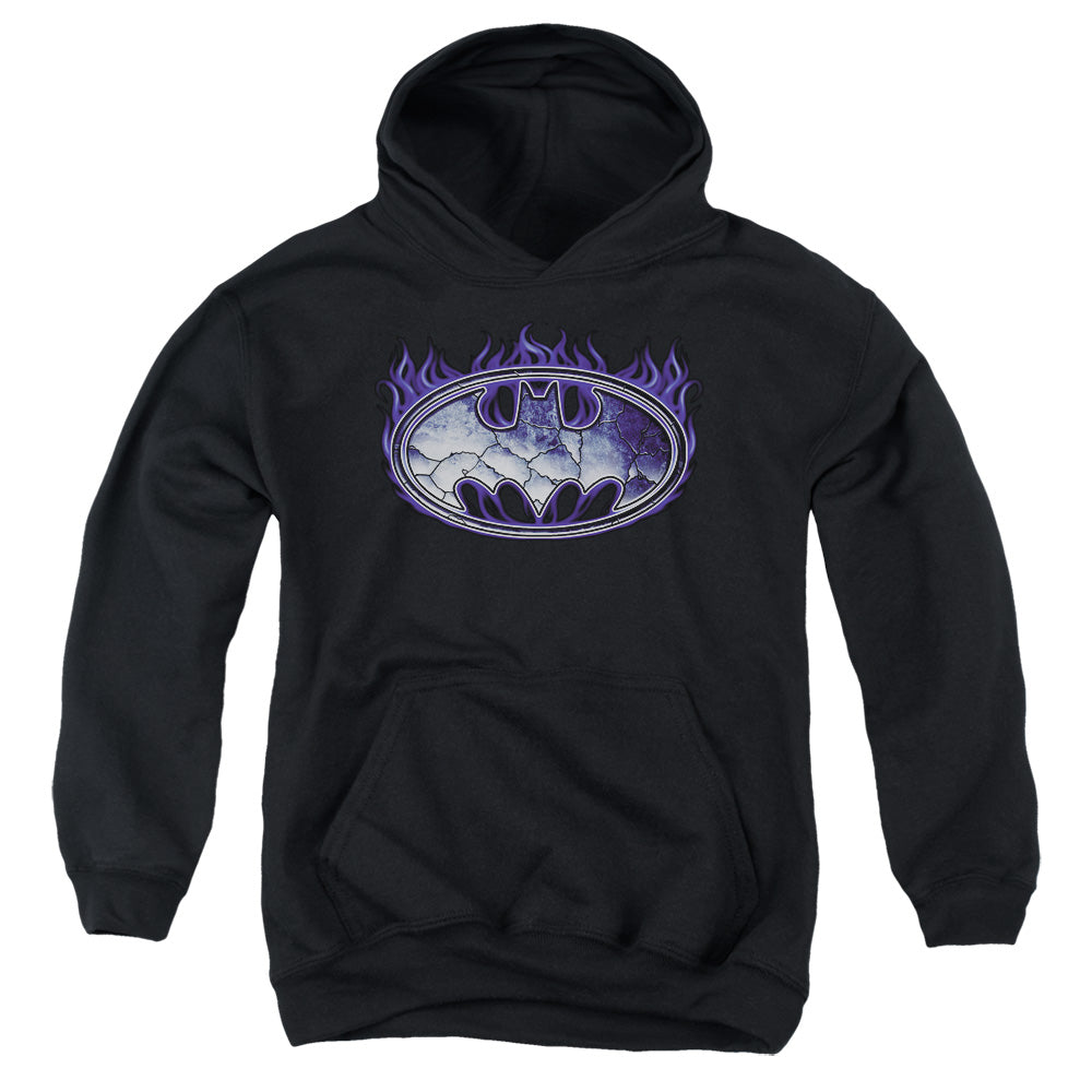 Batman Comics Cracked Shield Youth Cotton Poly Pull-Over Hoodie