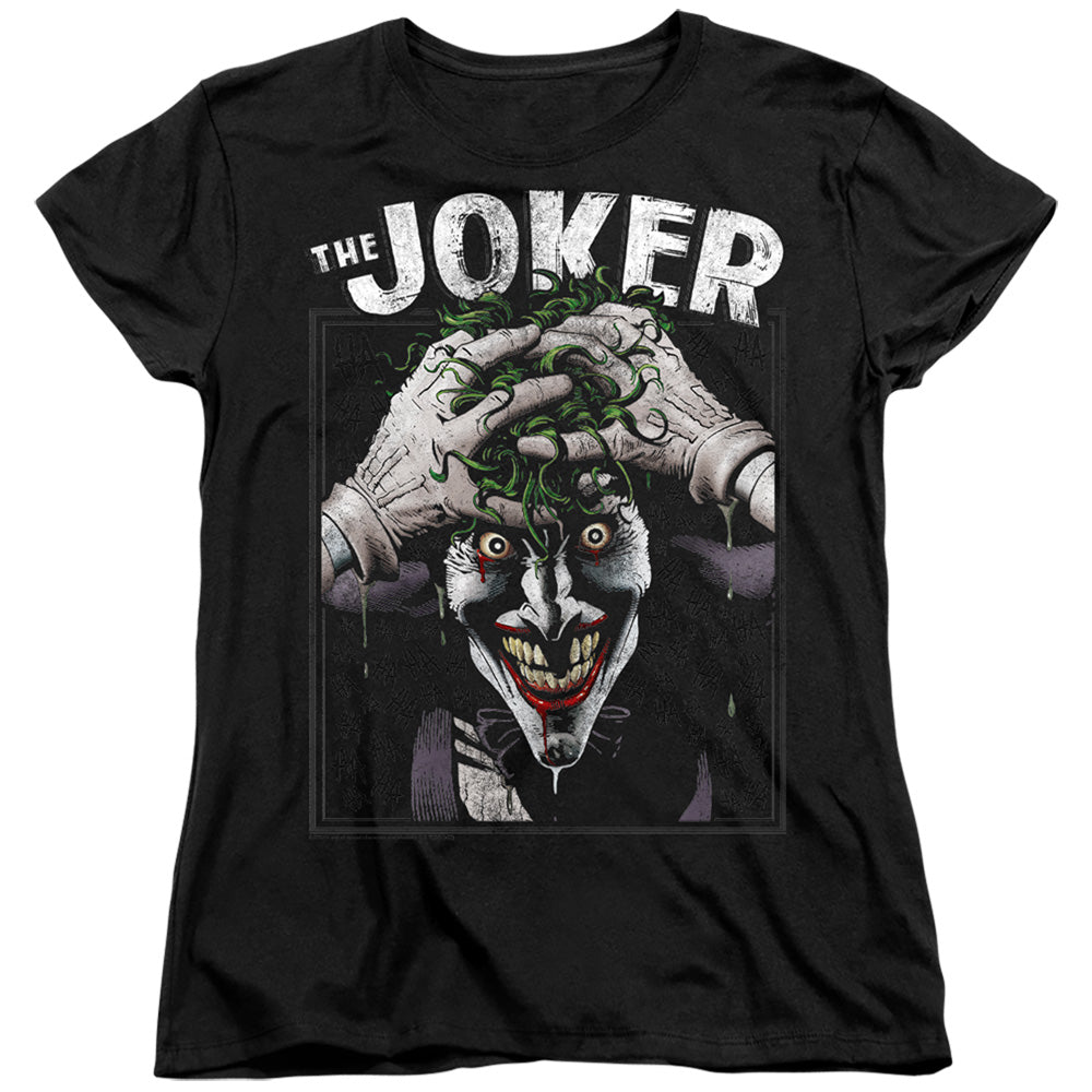 Batman Comics Crazed Joker Women's 18/1 Cotton Short-Sleeve T-Shirt