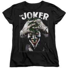 Batman Comics Crazed Joker Women's 18/1 Cotton Short-Sleeve T-Shirt