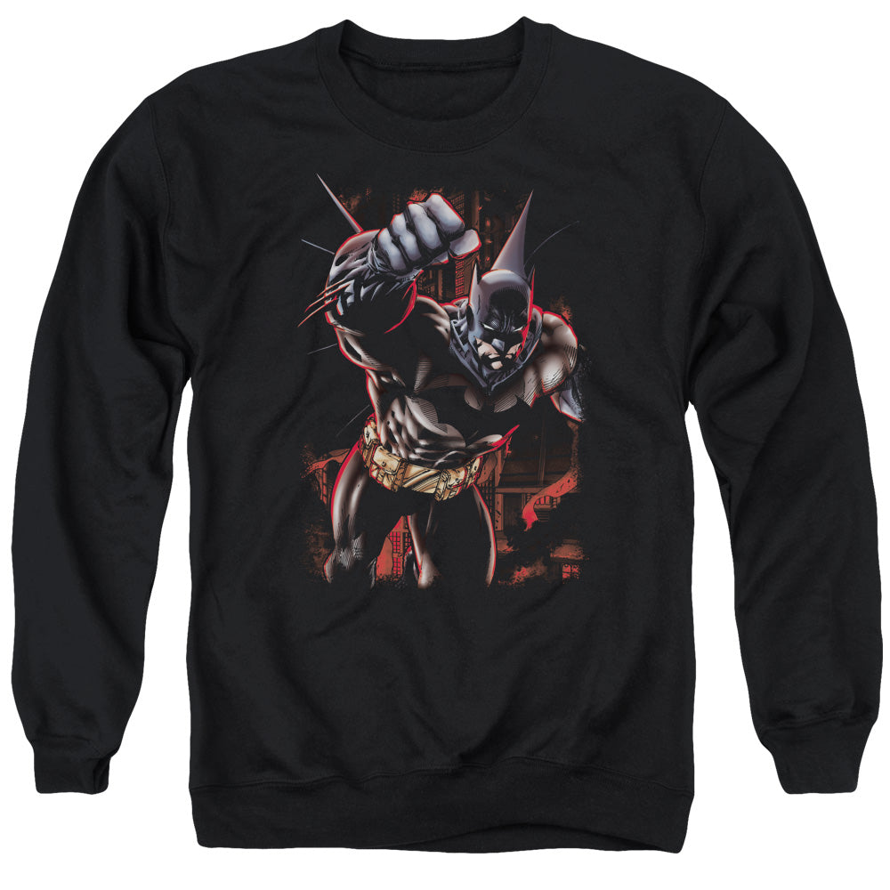 Batman Comics Crimson Knight Men's Crewneck 50 50 Poly Long-Sleeve T-Shirt