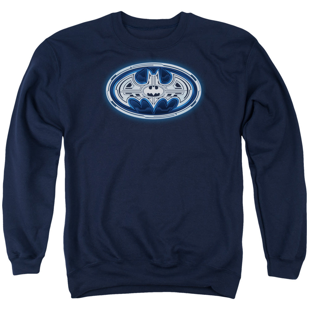 Batman Comics Cyber Bat Shield Men's Crewneck 50 50 Poly Long-Sleeve T-Shirt