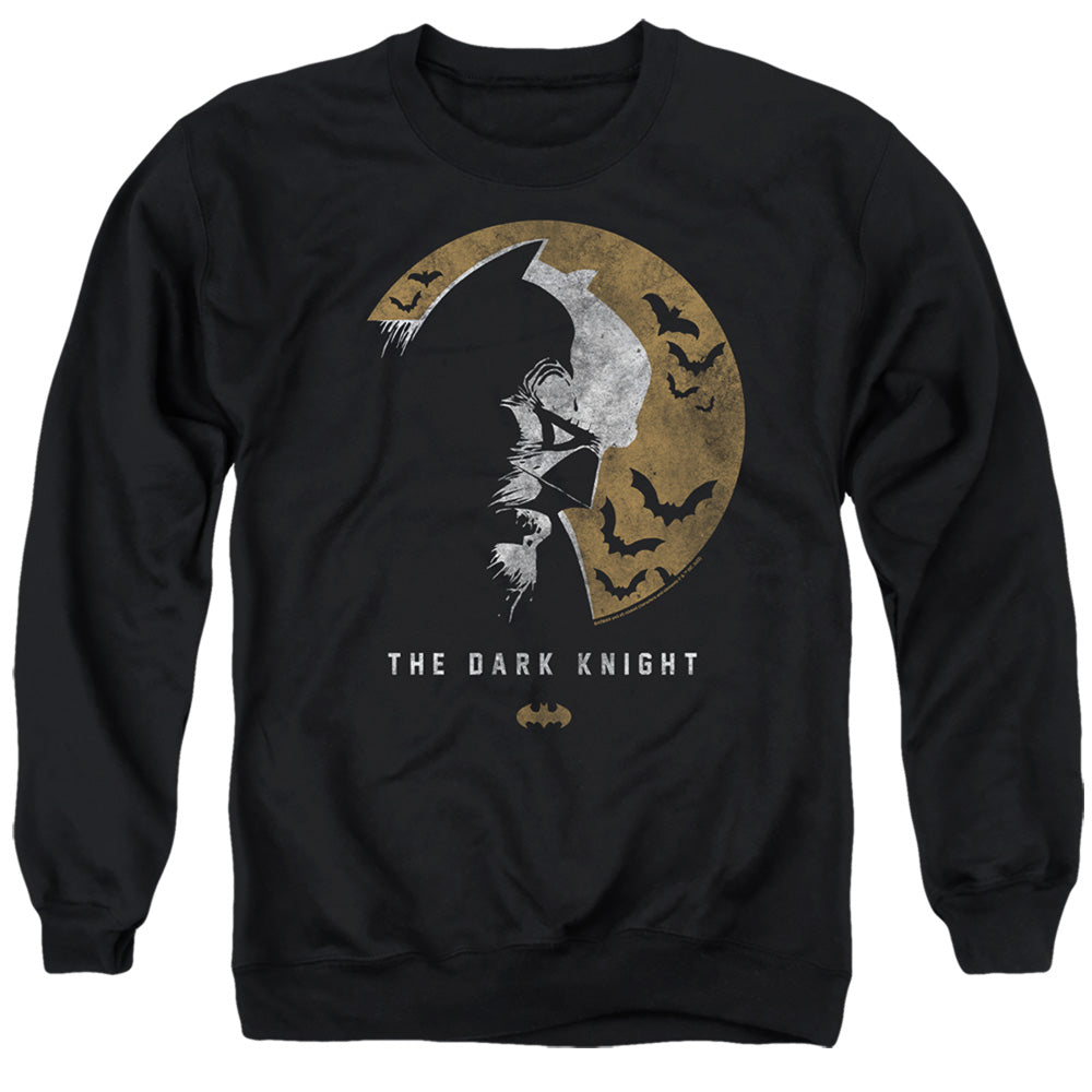 Batman Comics Dark Knight Moon Men's Crewneck 50 50 Poly Long-Sleeve T-Shirt