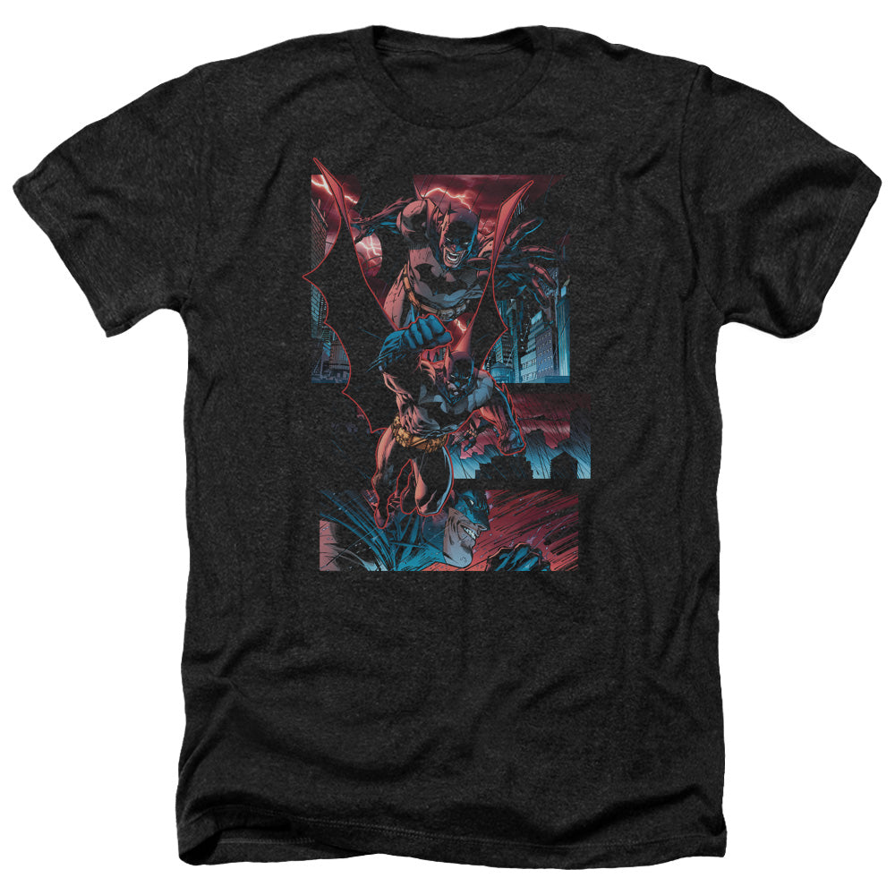 Batman Comics Dark Knight Panels Men's 30/1 Heather 60 40 Poly Short-Sleeve T-Shirt