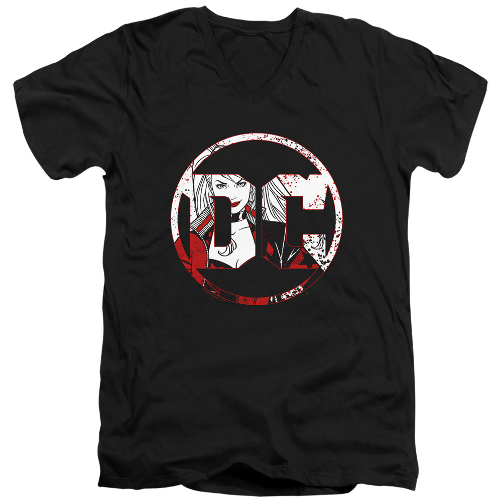 Batman Comics Dc Logo Harley Men's 30/1 Cotton Slim V-Neck T-Shirt