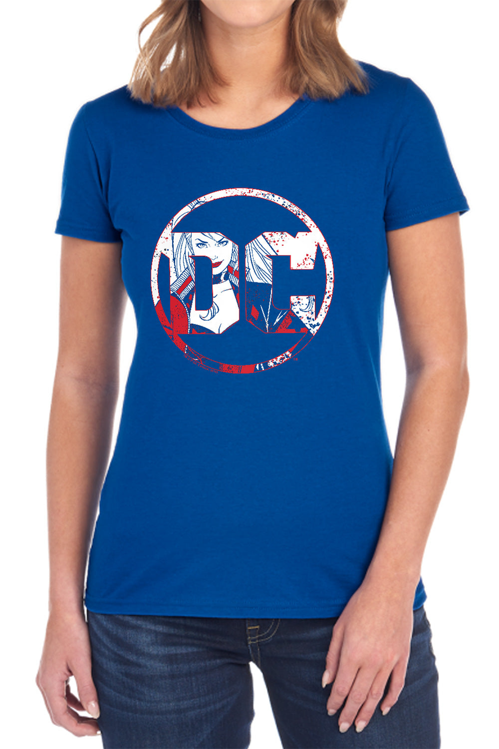 Batman Comics Dc Logo Harley Women's 18/1 Cotton Short-Sleeve T-Shirt