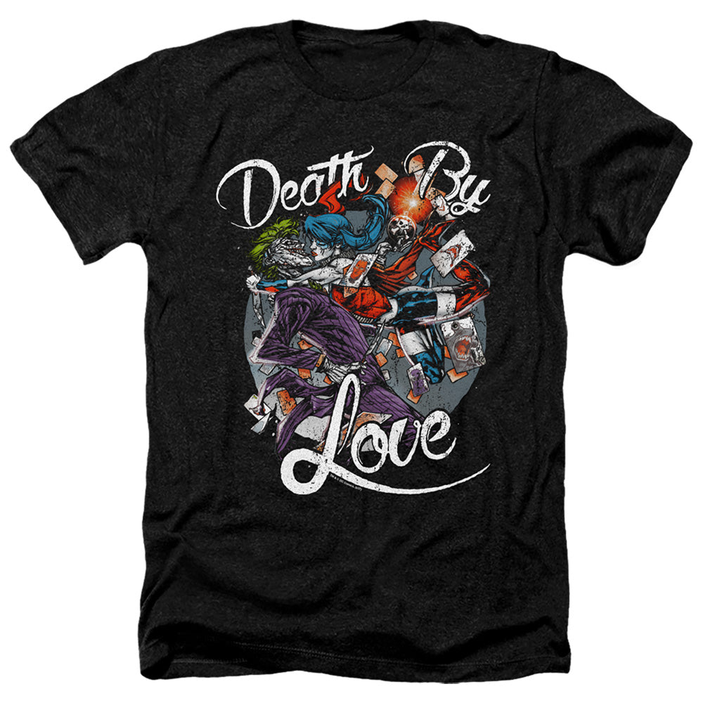 Batman Comics Death By Love Men's 30/1 Heather 60 40 Poly Short-Sleeve T-Shirt