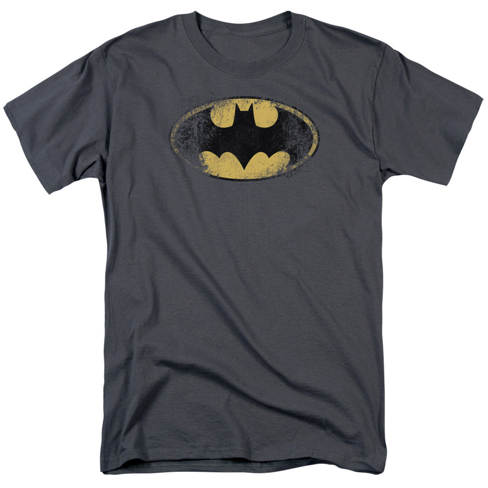 Batman Comics Destroyed Logo Men's 18/1 Cotton Short-Sleeve T-Shirt
