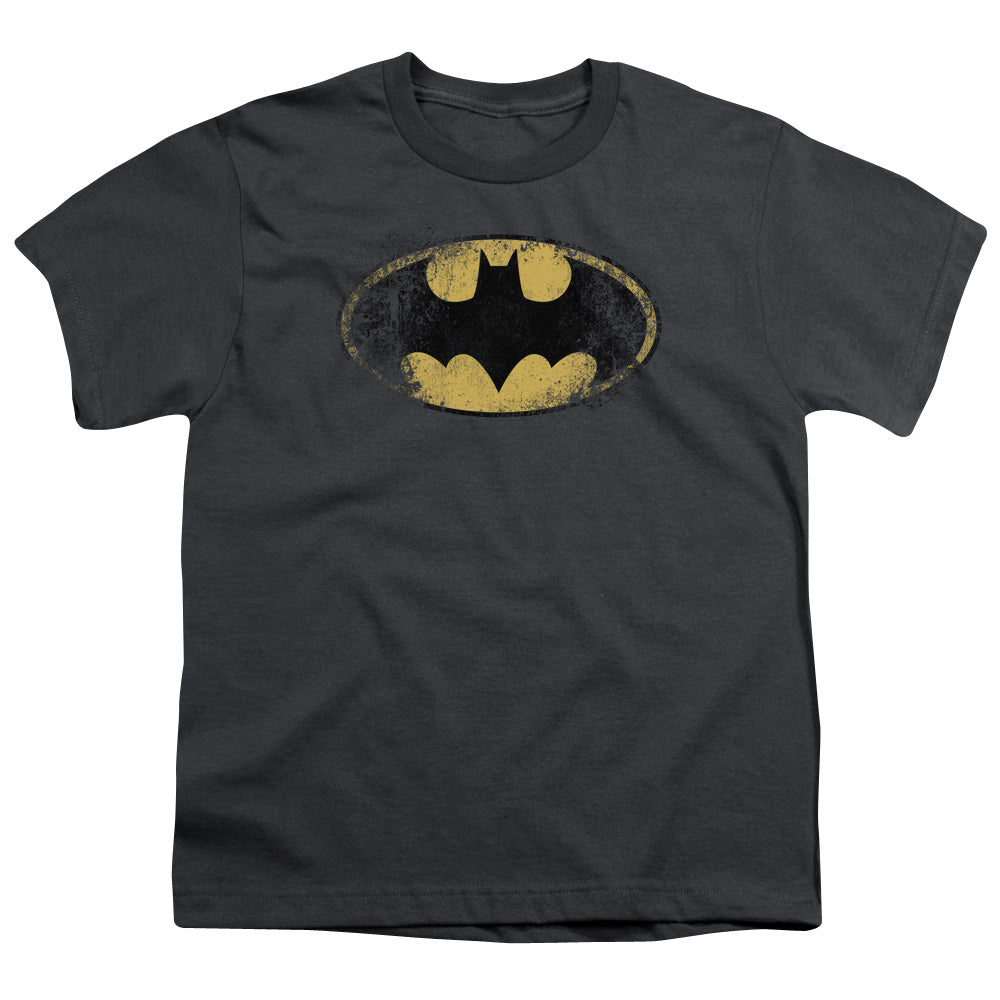 Batman Comics Destroyed Logo Youth 18/1 100% Cotton Short-Sleeve T-Shirt