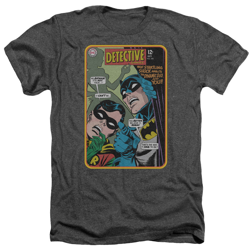 Batman Comics Detective #380 Men's 30/1 Heather 60 40 Poly Short-Sleeve T-Shirt