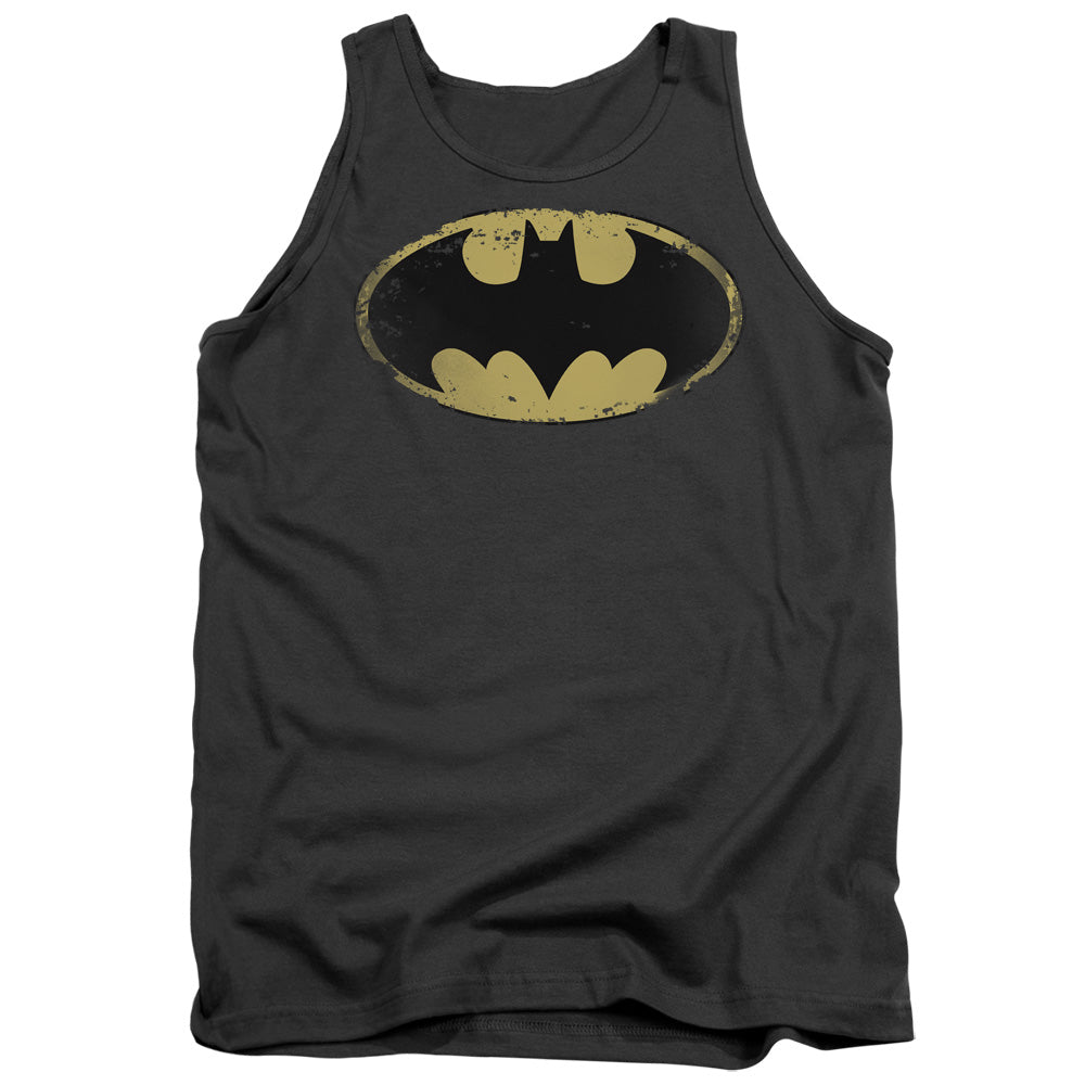 Batman Comics Distressed Shield Men's 18/1 Cotton Tank Top