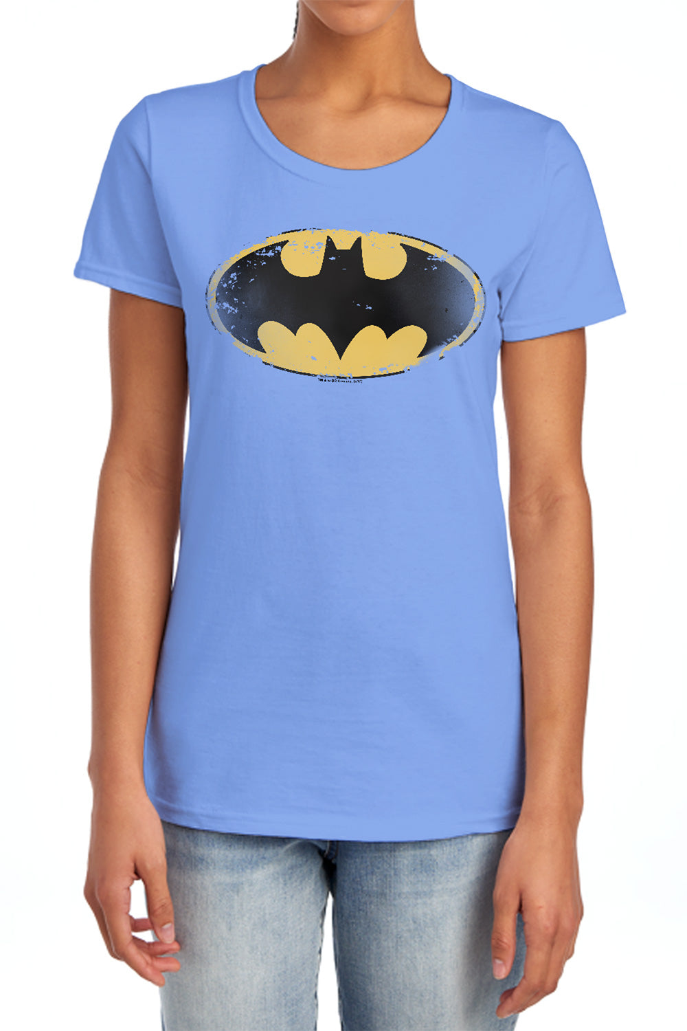 Batman Comics Distressed Shield Women's 18/1 Cotton Short-Sleeve T-Shirt