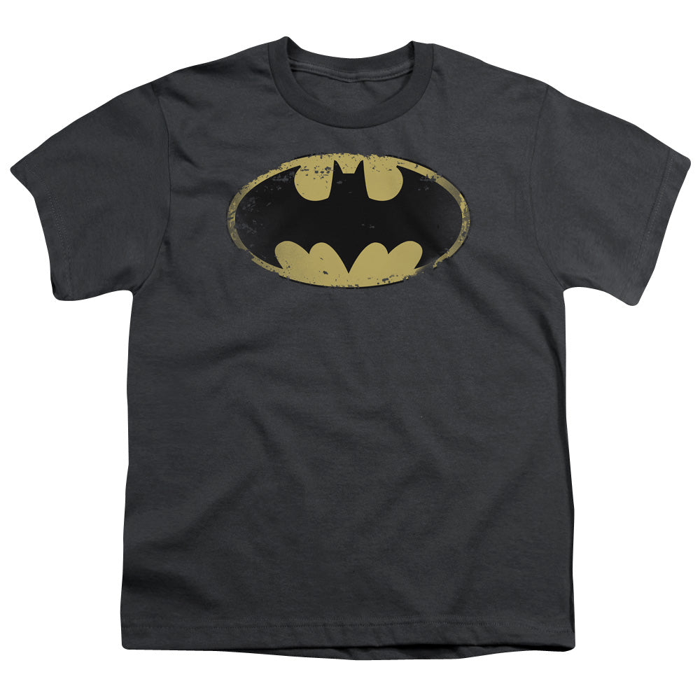 Batman Comics Distressed Shield Youth 18/1 100% Cotton Short-Sleeve T-Shirt