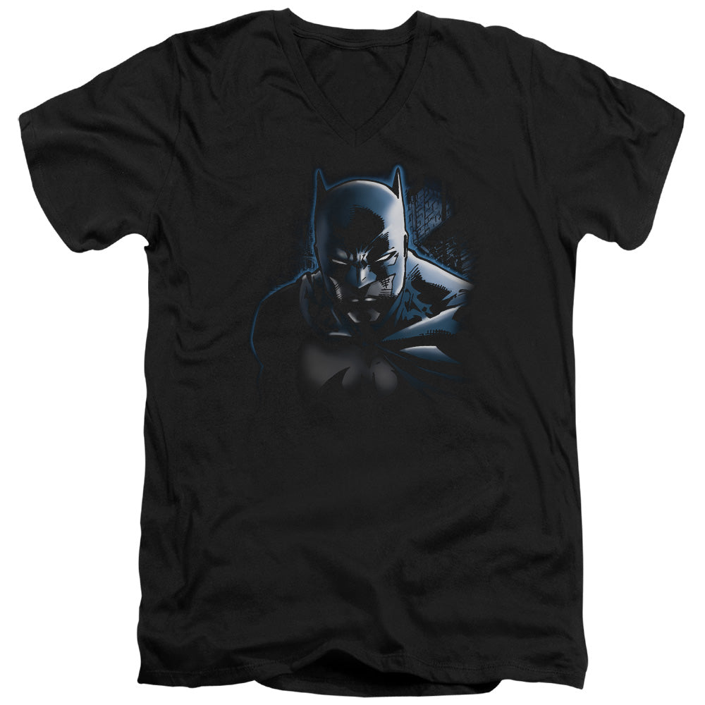 Batman Comics Dont Mess With The Bat Men's 30/1 Cotton Slim V-Neck T-Shirt