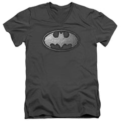 Batman Comics Duct Tape Logo Men's 30/1 Cotton Slim V-Neck T-Shirt