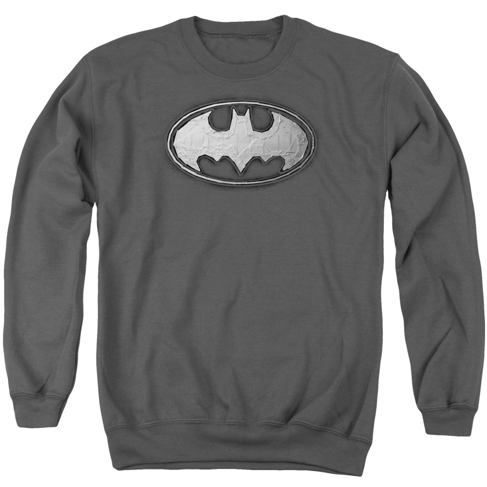 Batman Comics Duct Tape Logo Men's Crewneck 50 50 Poly Long-Sleeve T-Shirt