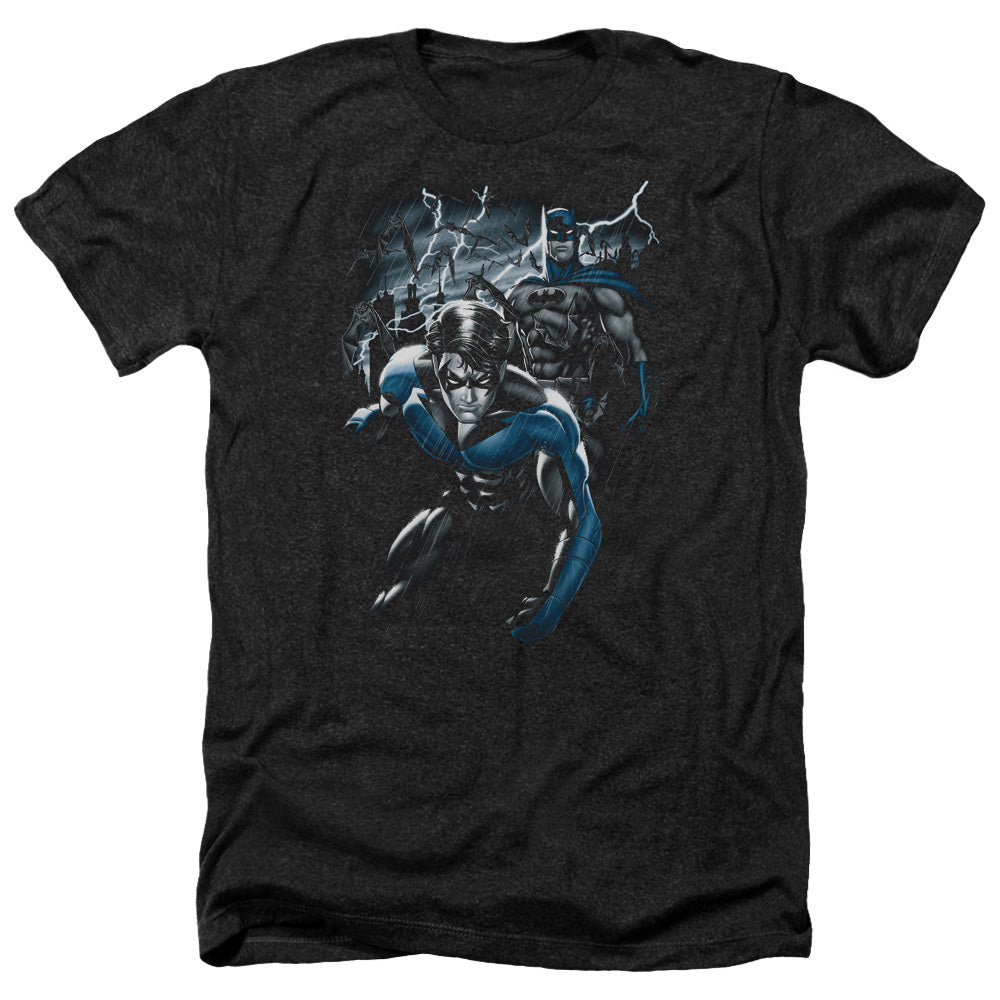 Batman Comics Dynamic Duo Men's 30/1 Heather 60 40 Poly Short-Sleeve T-Shirt