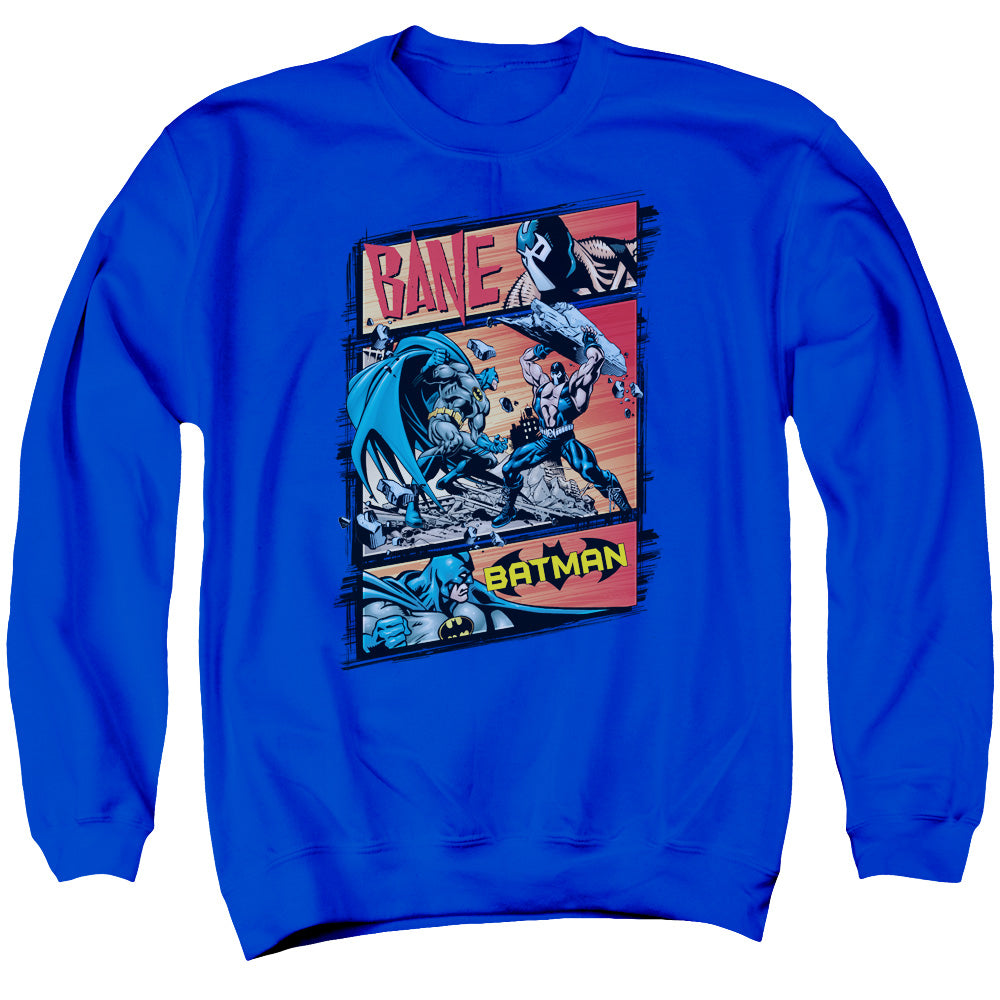 Batman Comics Epic Battle Men's Crewneck 50 50 Poly Long-Sleeve T-Shirt