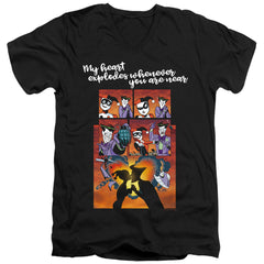 Batman Comics Explode Men's 30/1 Cotton Slim V-Neck T-Shirt