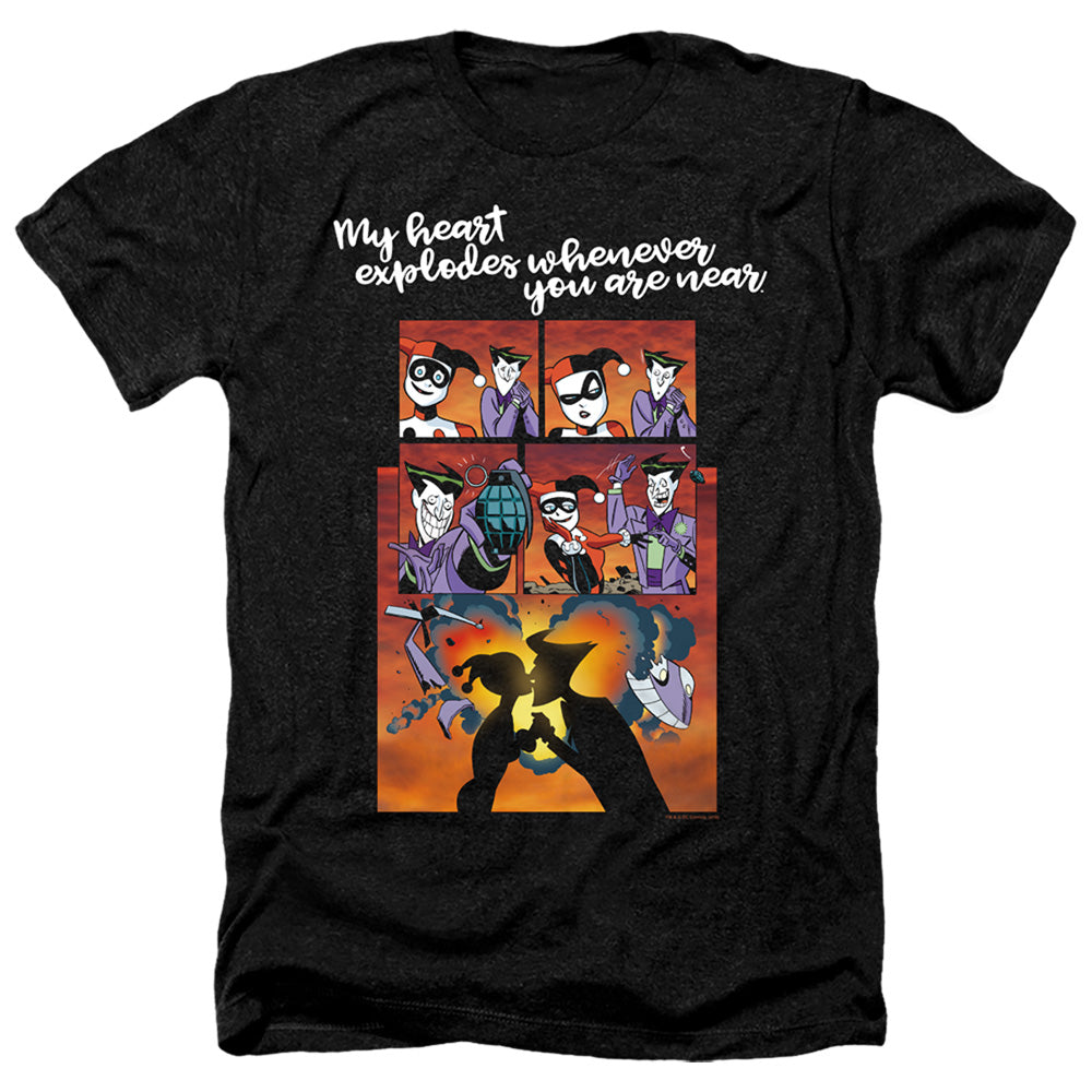 Batman Comics Explode Men's 30/1 Heather 60 40 Poly Short-Sleeve T-Shirt