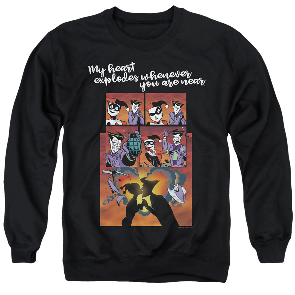 Batman Comics Explode Men's Crewneck 50 50 Poly Long-Sleeve T-Shirt